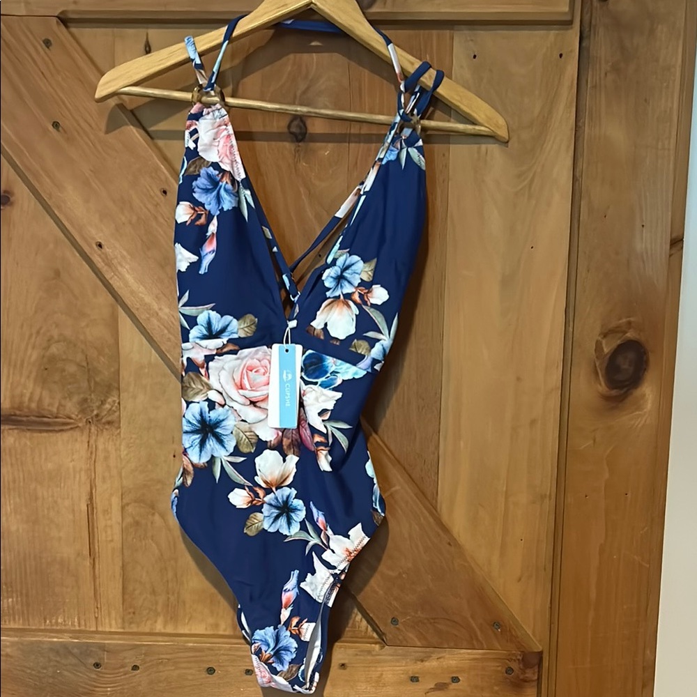 Cupshe Blue and Pink One Piece Swimsuit with Plunging V-neckline